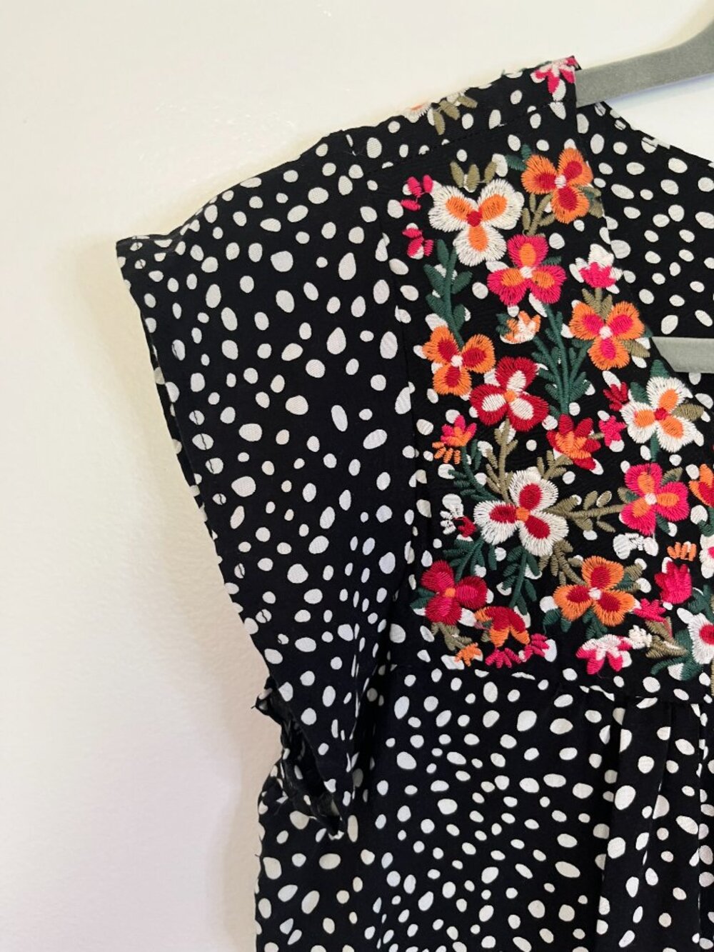 Savanna Jane Polka Dot Embroidered Floral Boho Shirt - Picture 2 of 5